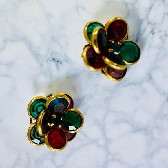 Vintage Vonelle Multi-Color
Crystal Push Back Earrings, ca.
1980s - Picture 3 of 7